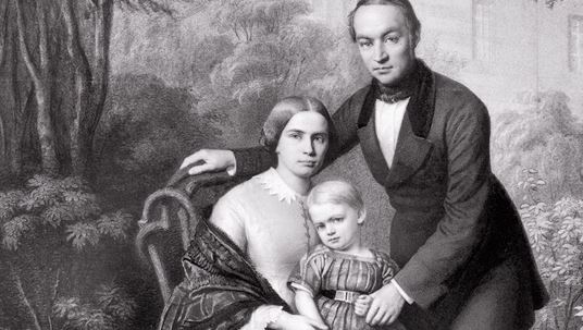 Lothar von Faber mit Frau Ottilie und Sohn Wilhelm