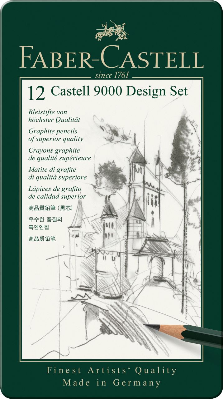 Faber-Castell - Castell 9000 Bleistift, Design Set, 12er Metalletui