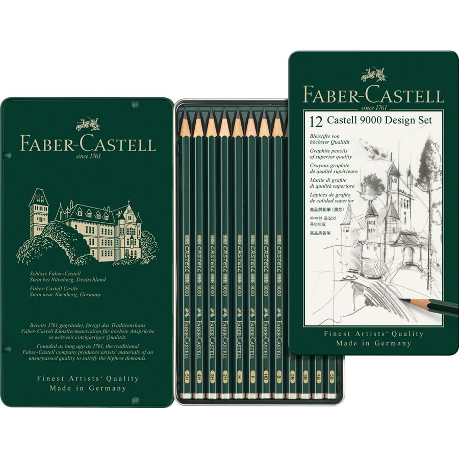 Faber-Castell - Castell 9000 Bleistift, Design Set, 12er Metalletui