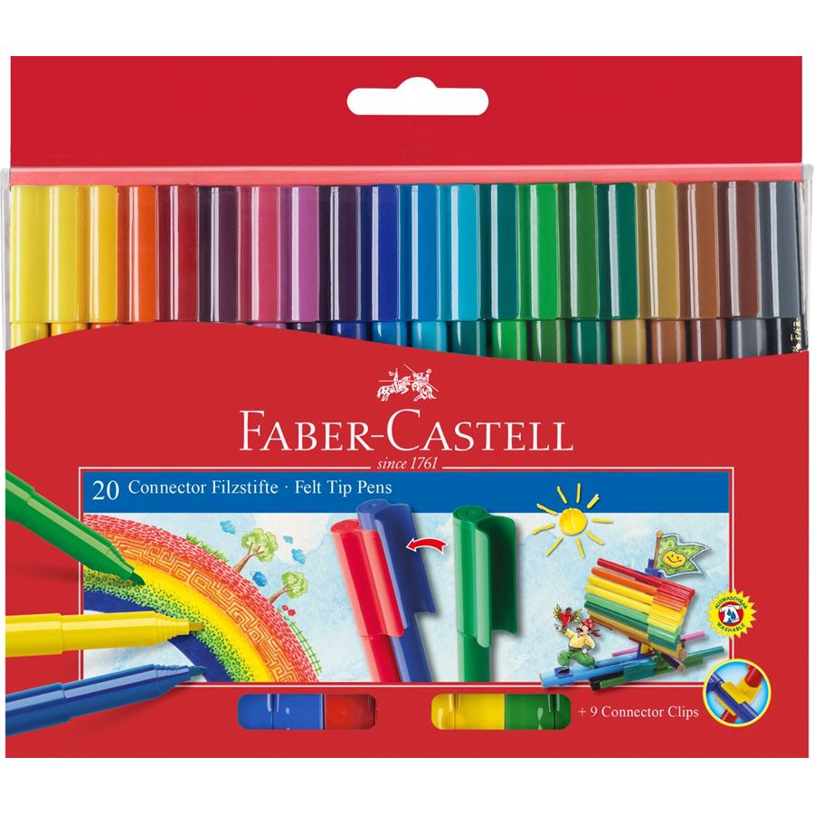 Faber-Castell - Connector Filzstift, 20er Kartonetui