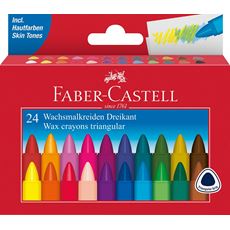 Faber-Castell - Wachsmalkreide Dreikant, 24er Kartonetui