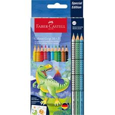Faber-Castell - Colour Grip Bunstift, Special Edition Dino, 10+3 Kartonetui