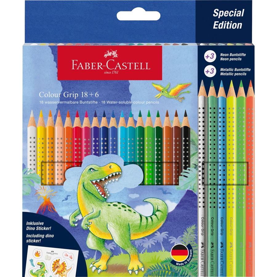 Faber-Castell - Colour Grip Bunstift, Special Edition Dino, 24er