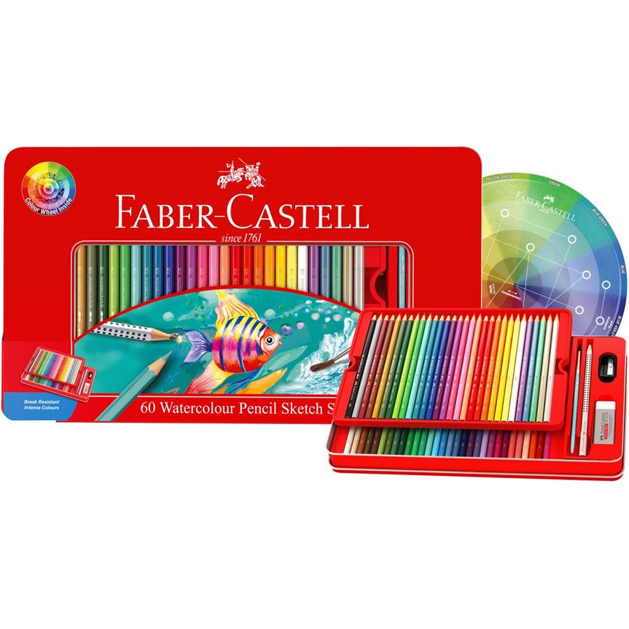 Faber-Castell - 60 Aquarellbuntstifte im Metalletui