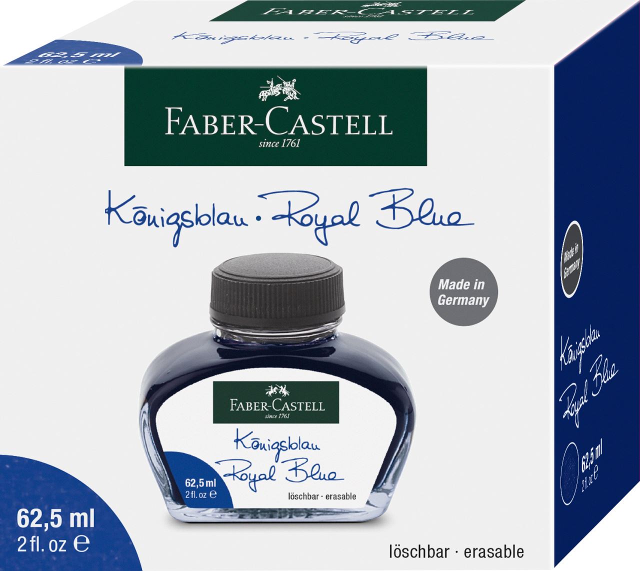 Faber-Castell - Tintenglas, 62,5 ml, Tinte blau löschbar