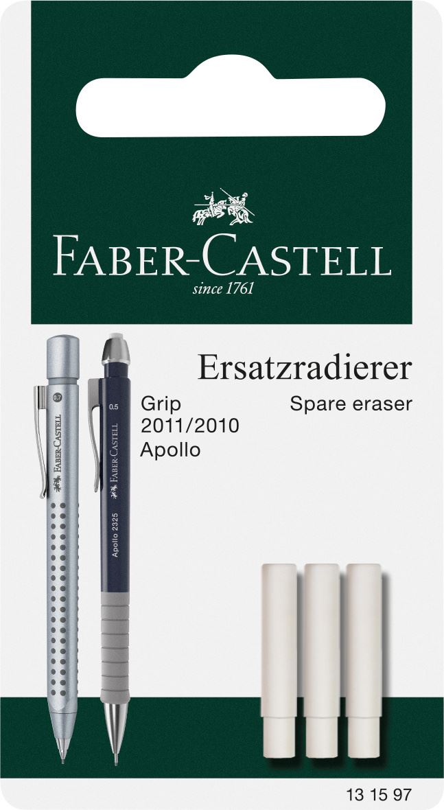 Faber-Castell - Grip 2011 Ersatzradierer Druckbleistift, 3er Set