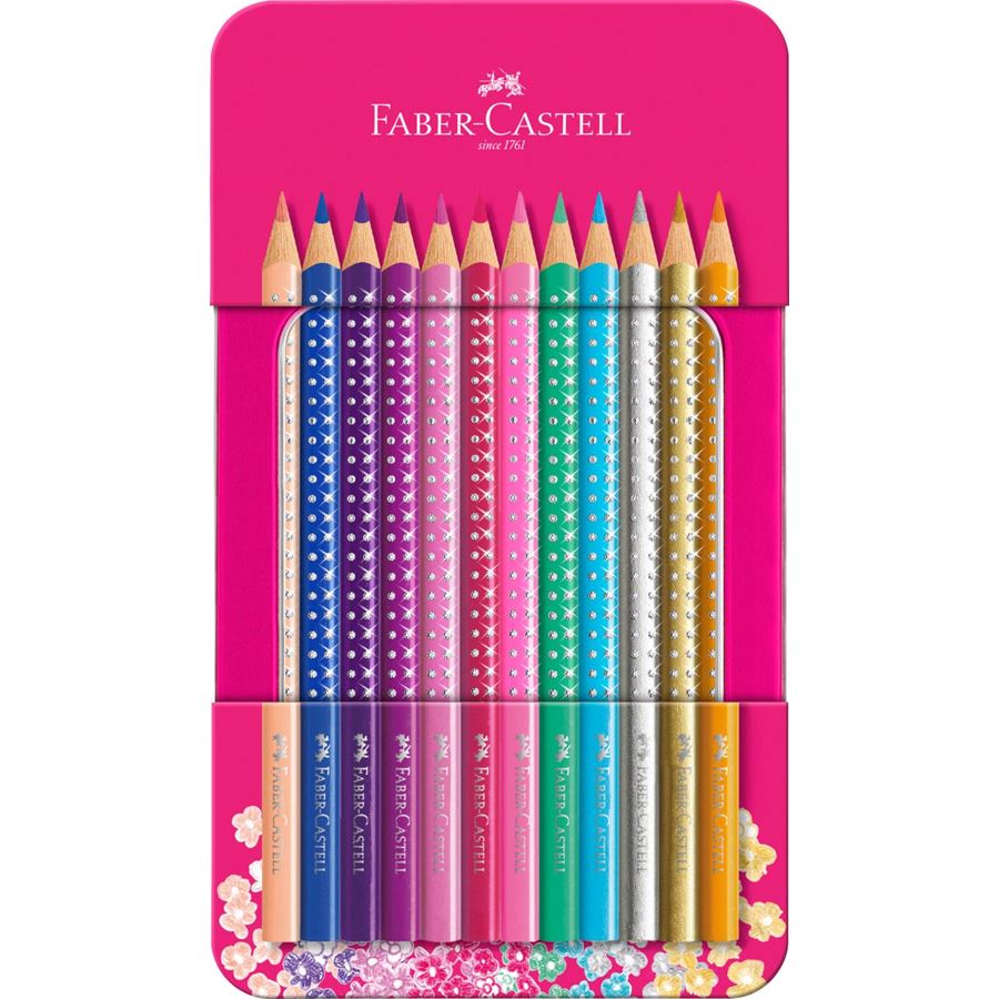 Faber-Castell - Sparkle Buntstifte Metalletui mit 12 Sparkle Buntstiften
