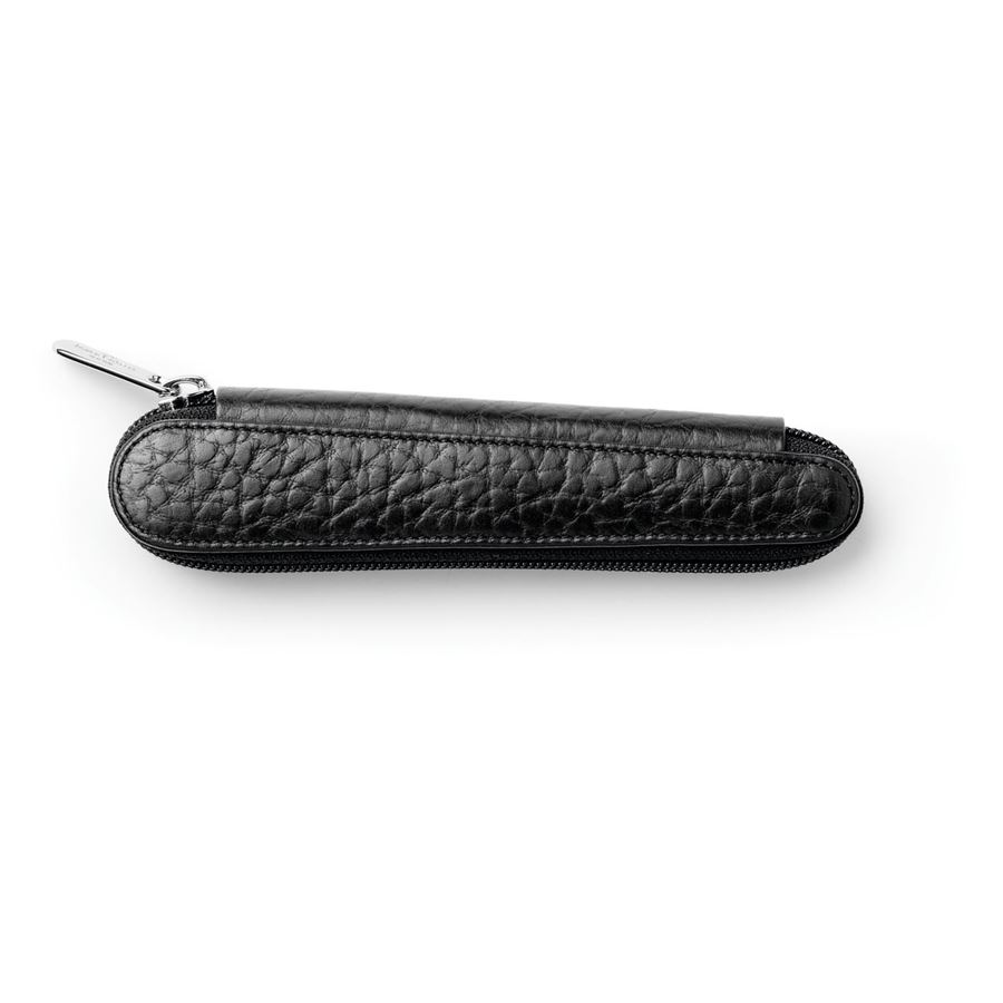 Faber-Castell - 1er Leder Reißverschluss Etui Design schwarz genarbt