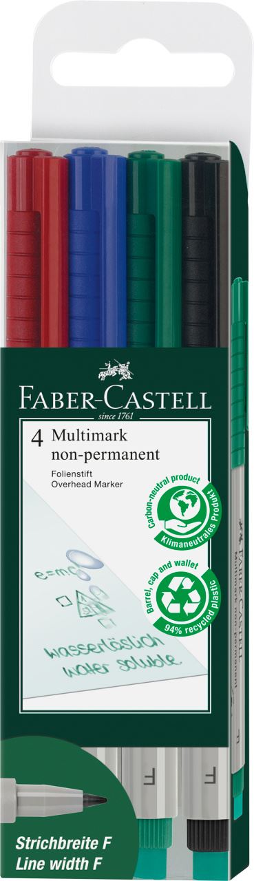 Faber-Castell - Multimark Folienstift non-permanent, F, 4er Etui