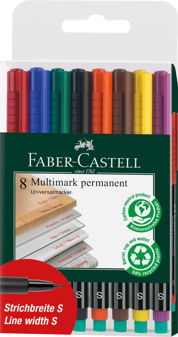 Faber-Castell - Multimark Folienstift permanent, S, 8er Etui