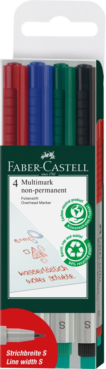 Faber-Castell - Multimark Folienstift non-permanent,S, 4er Etui
