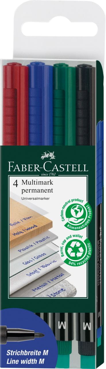 Faber-Castell - Multimark Folienstift permanent, M, 4er Etui