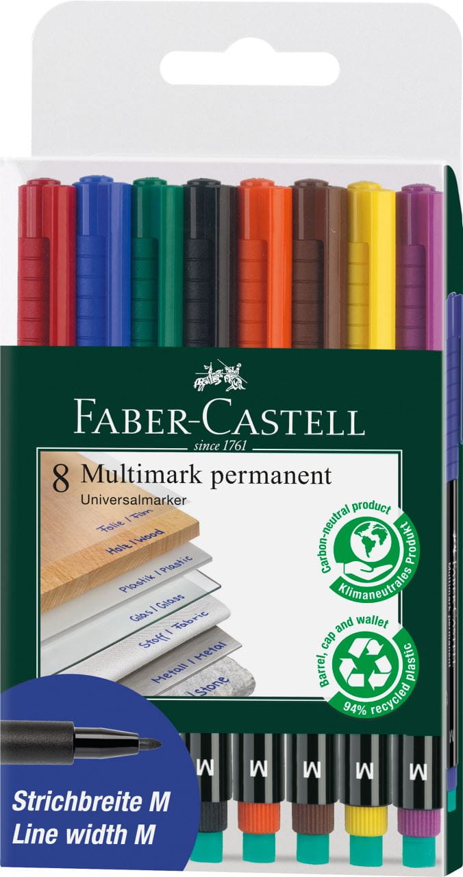 Faber-Castell - Multimark Folienstift permanent, M, 8er Etui