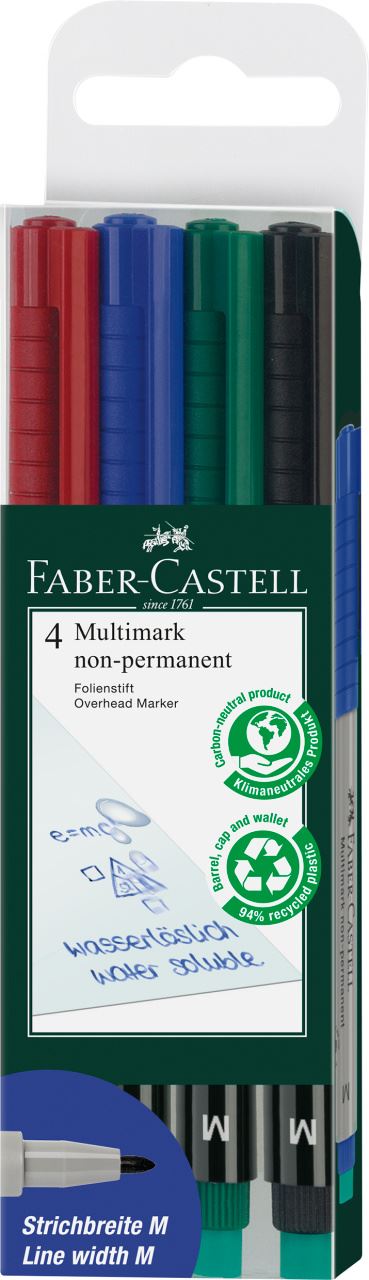 Faber-Castell - Multimark Folienstift non-permanent, M, 4er Etui