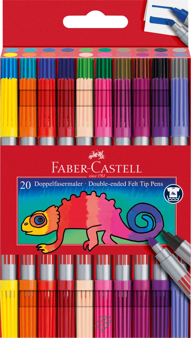 Faber-Castell - Doppelender Filzstift, 20er Kartonetui