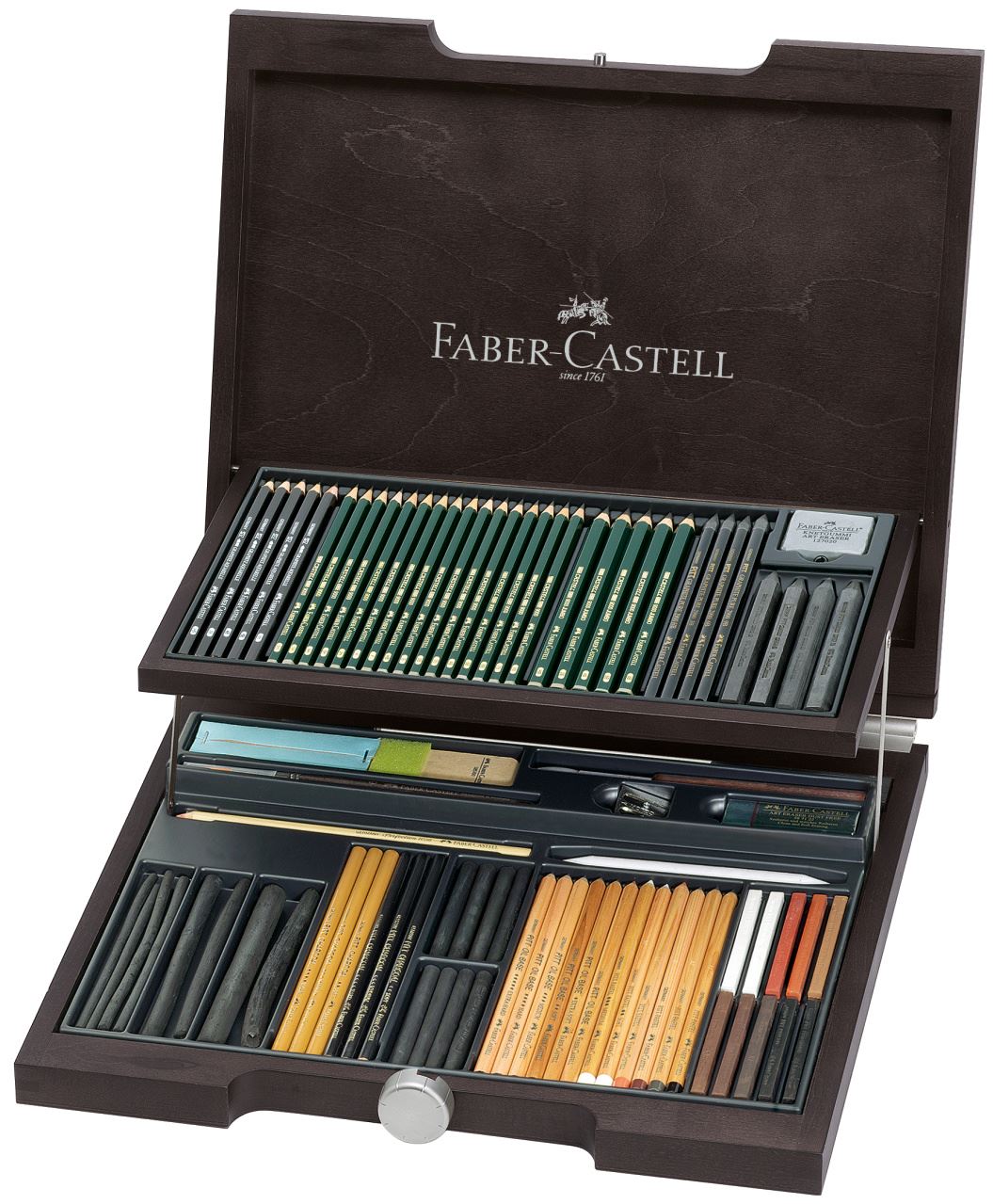 Faber-Castell - Pitt Monochrome Holzkoffer, 85-teilig