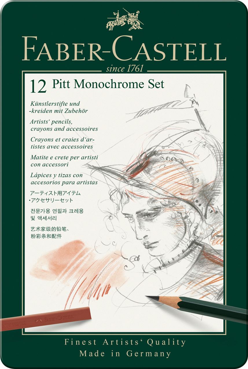 Faber-Castell - Pitt Monochrome Set, 12er Metalletui