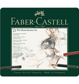 Faber-Castell - Pitt Monochrome Set, 21er Metalletui