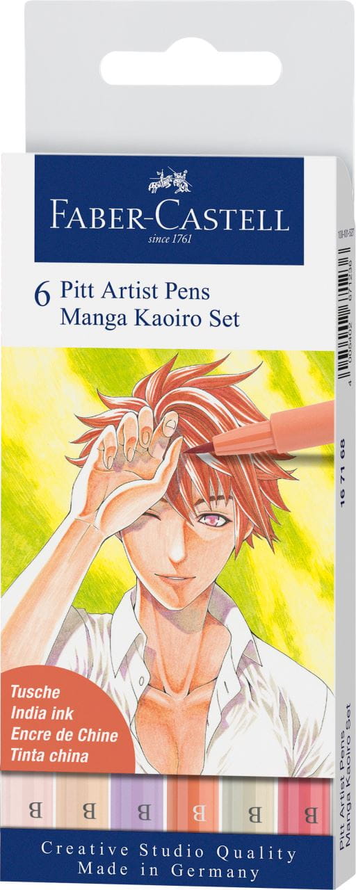 Faber-Castell - Pitt Artist Pen Brush, 6er Etui, Manga Kaoiro