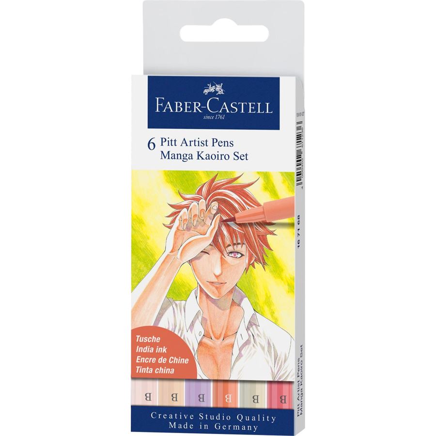 Faber-Castell - Pitt Artist Pen Brush, 6er Etui, Manga Kaoiro