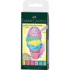 Faber-Castell - Pitt Artist Pen Brush Tuschestift, 6er Etui, Pastelltöne