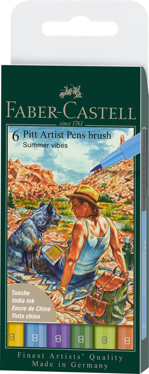 Faber-Castell - Pitt Artist Pen Brush Tuschestift, 6er Etui, Summer vibes