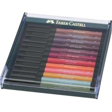 Faber-Castell - Pitt Artist Pen Brush Tuschestift, 12er Etui, Erdfarben