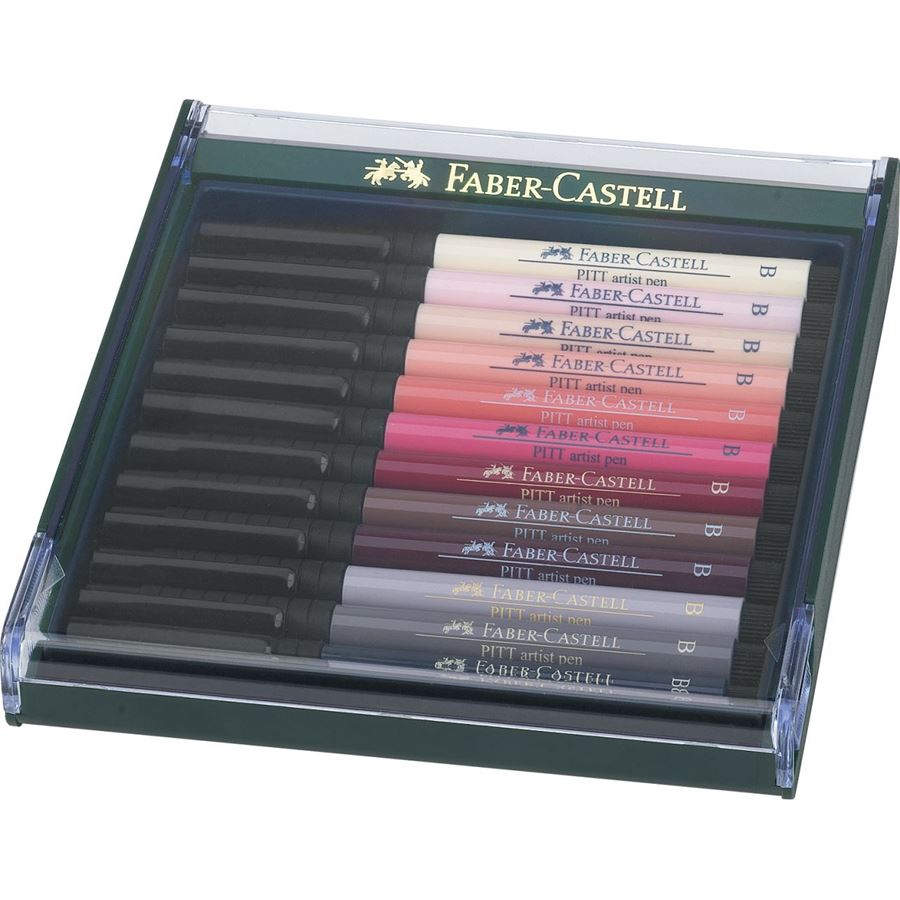 Faber-Castell - Pitt Artist Pen Brush Tuschestift, 12er Etui, Portraitfarben