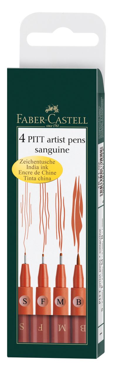 Faber-Castell - Pitt Artist Pen Tuschestift, 4er Etui, rötel