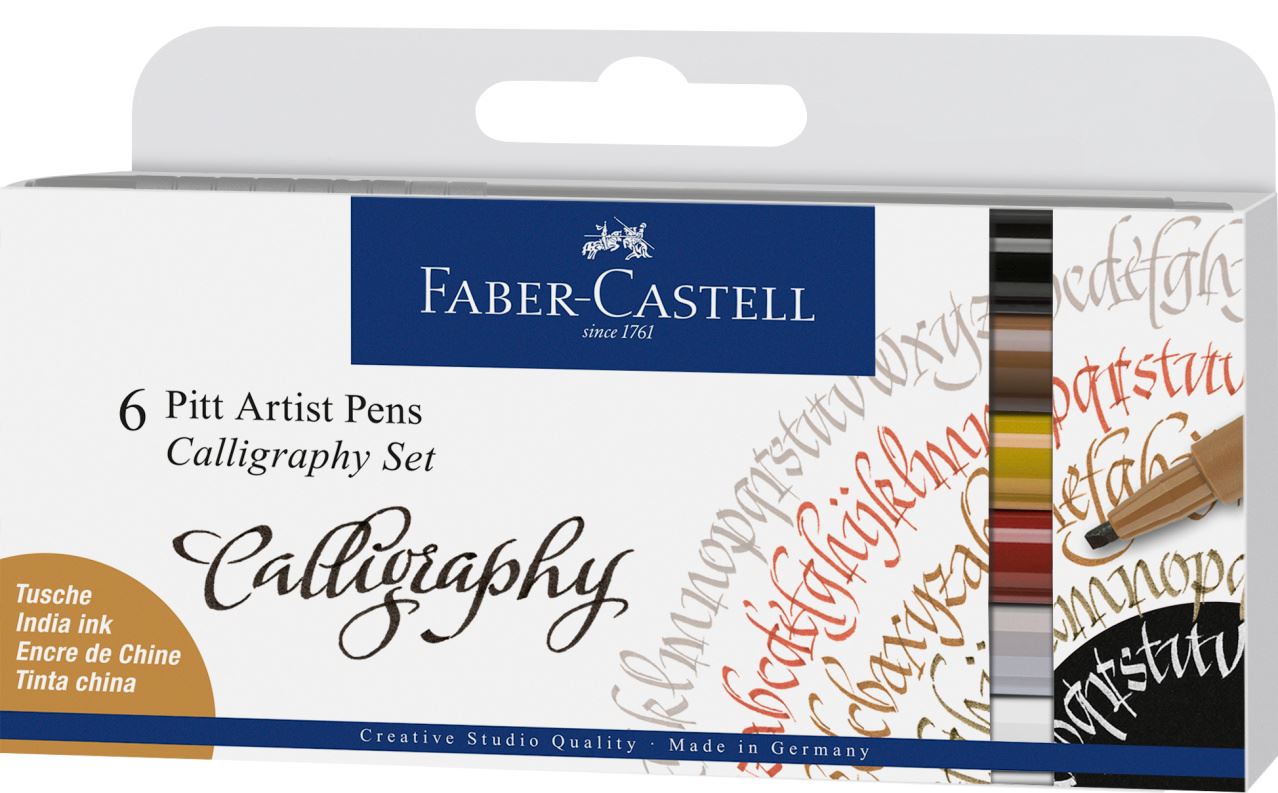 Faber-Castell - Pitt Artist Pen Calligraphy Tuschestift, 6er Etui