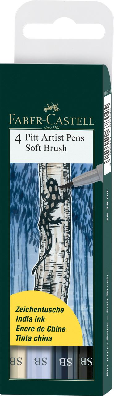 Faber-Castell - Pitt Artist Pen Soft Brush Tuschestift, 4er Etui