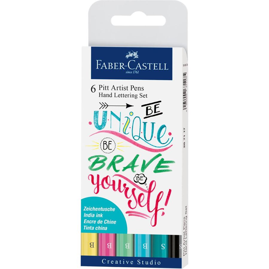 Faber-Castell - Pitt Artist Pen Tuschestift, 6er Etui Lettering, Pastelltöne