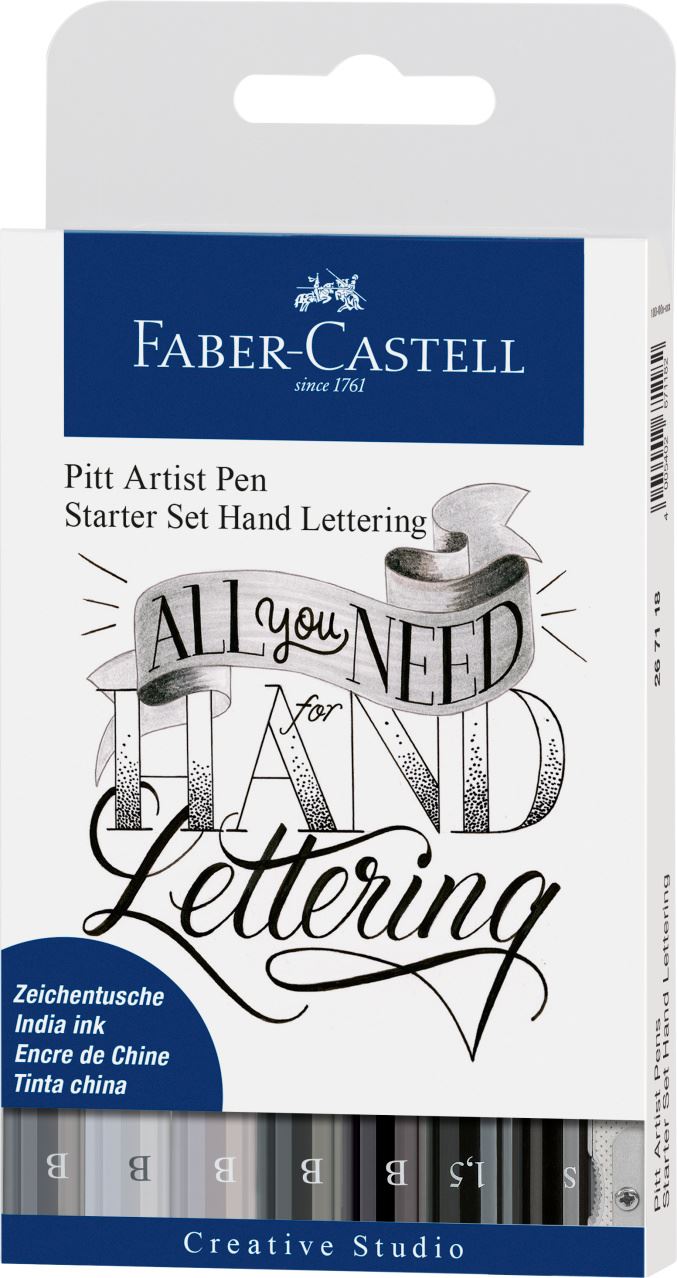 Faber-Castell - Pitt Artist Pen Tuschestift, 8er Etui Lettering, Starter Set