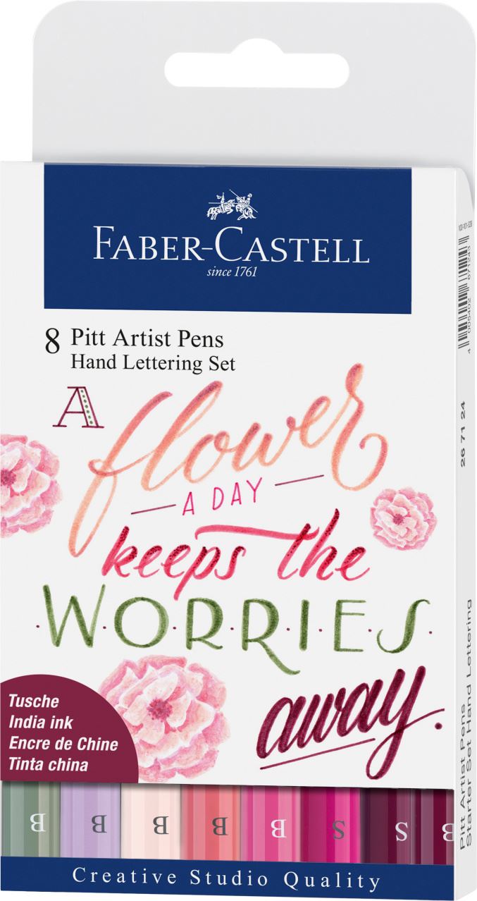 Faber-Castell - Pitt Artist Pen Tuschestift, 8er Etui Lettering, Pinktöne