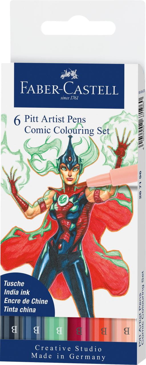 Faber-Castell - Pitt Artist Pen Brush Tuschestift, 6er Etui, Colouring Set