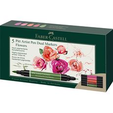 Faber-Castell - Pitt Artist Pen Dual Marker Tuschestift, 5er Etui, Flowers