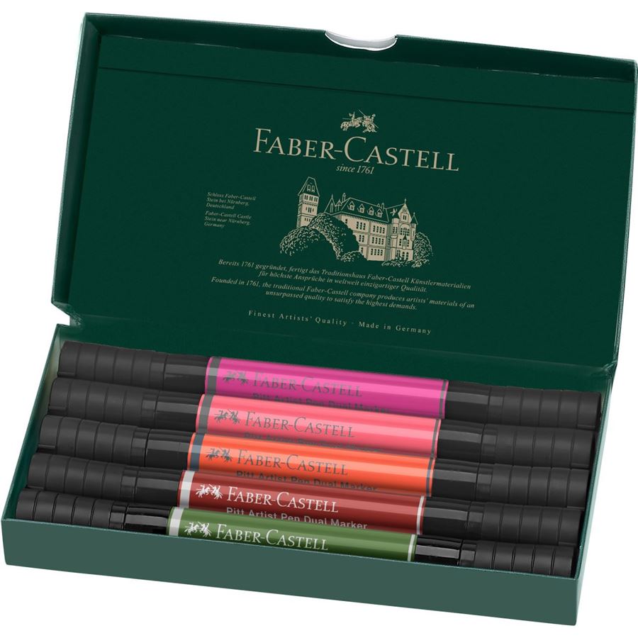 Faber-Castell - Pitt Artist Pen Dual Marker Tuschestift, 5er Etui, Flowers
