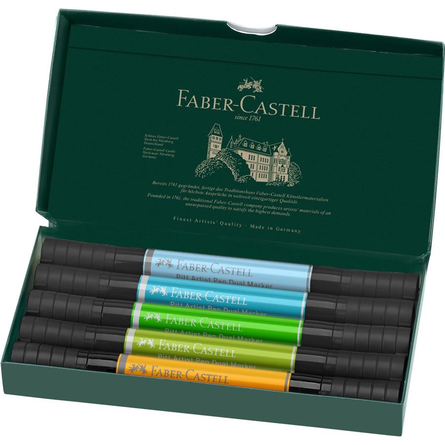Faber-Castell - Pitt Artist Pen Dual Marker Tuschestift, 5er Etui, Tiere