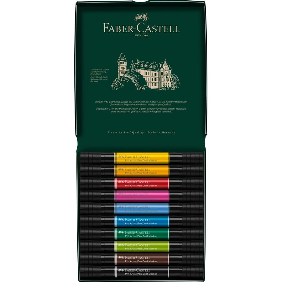 Faber-Castell - Pitt Artist Pen Dual Marker Tuschestift, 10er Kartonetui