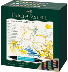 Faber-Castell - Pitt Artist Pen Dual Marker Tuschestift, 30er Kartonetui