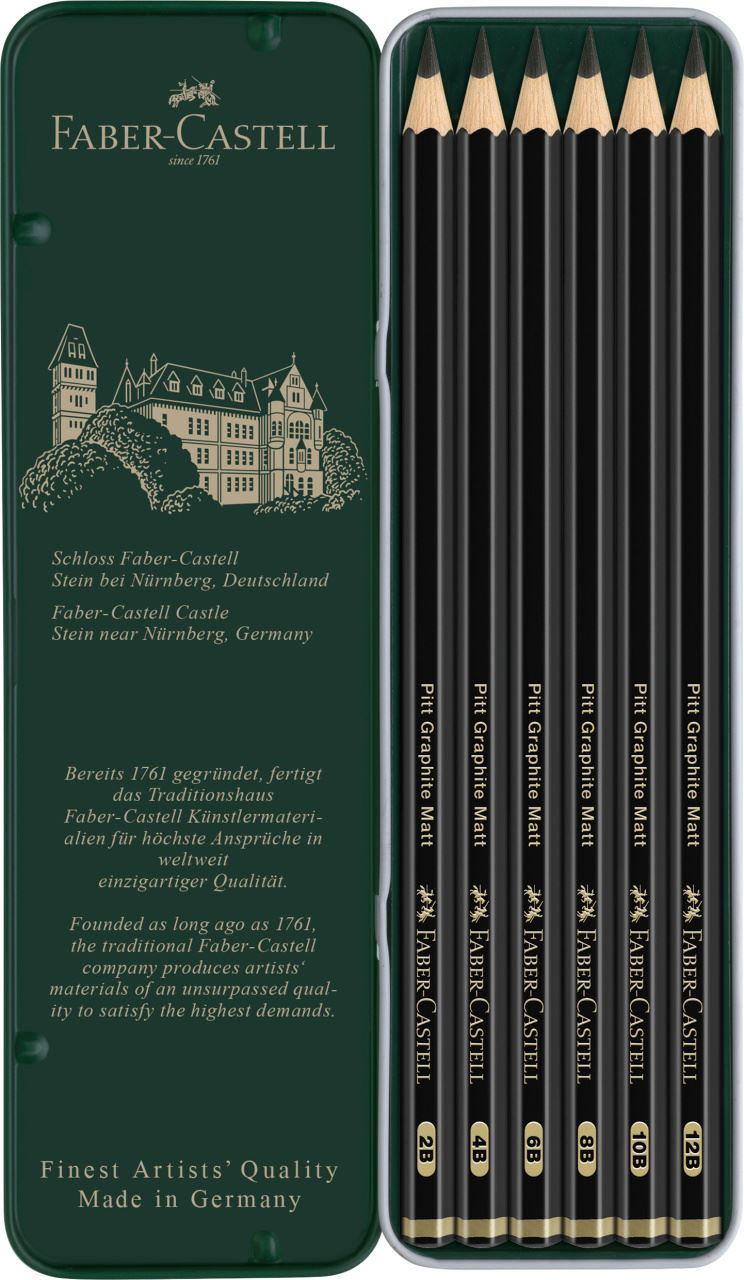 Faber-Castell - Pitt Graphite Matt Bleistift, 6er Metalletui