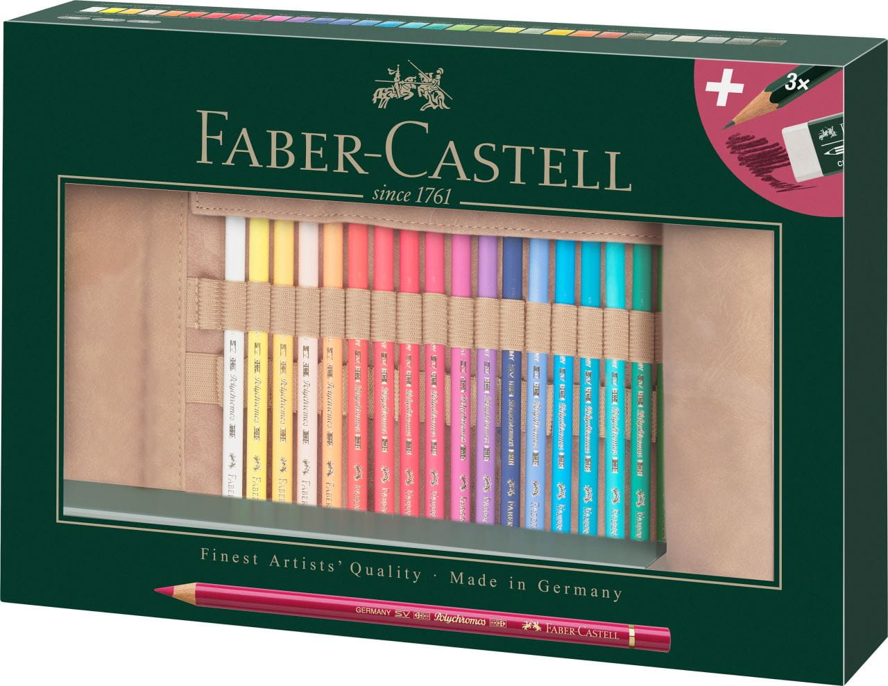 Faber-Castell - Polychromos Farbstift, Stifterolle, gefüllt, 34-teilig