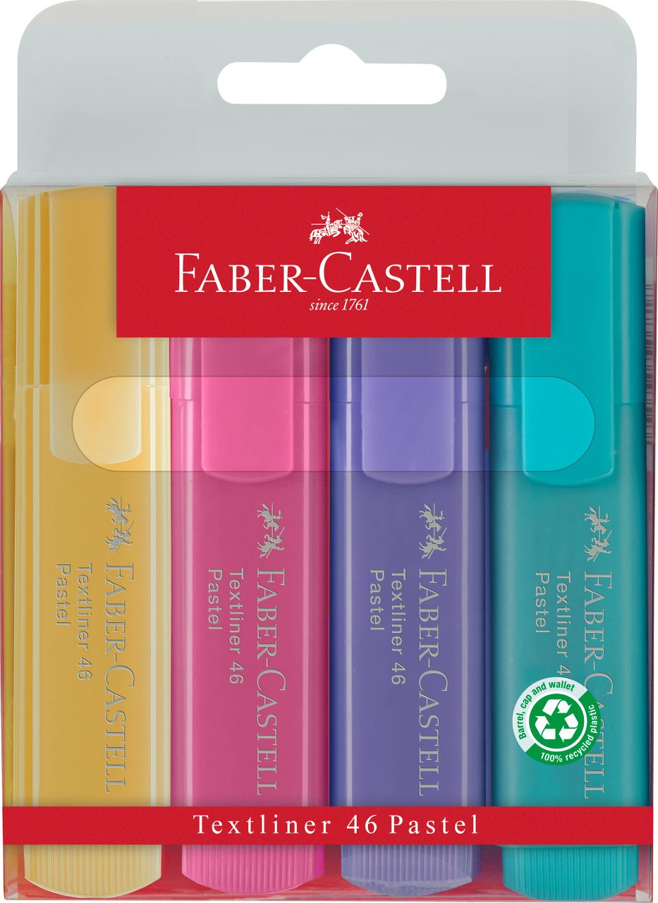 Faber-Castell - Textliner 46 Pastell, 4er Etui