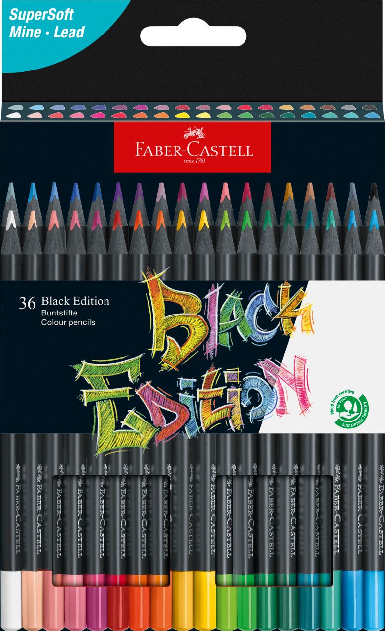 Faber-Castell - Black Edition Buntstifte, 36er Kartonetui