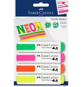 Faber-Castell - Textilmarker, neon gelb, neon pink, neon orange, neon grün