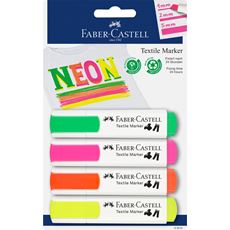 Faber-Castell - Textilmarker, neon gelb, neon pink, neon orange, neon grün