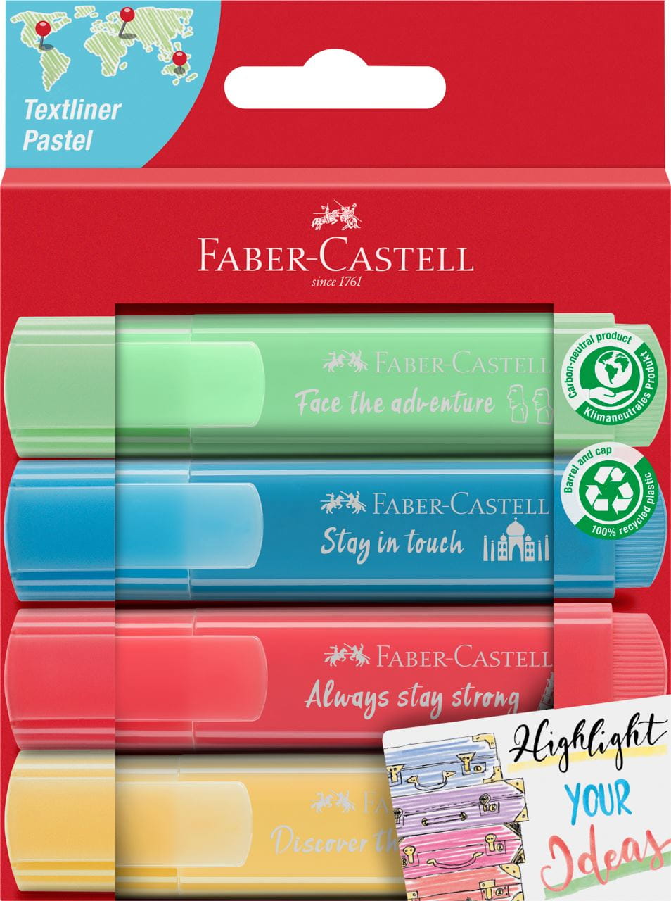 Faber-Castell - Textmarker TL 46 Pastell Promo 4er Kartonetui