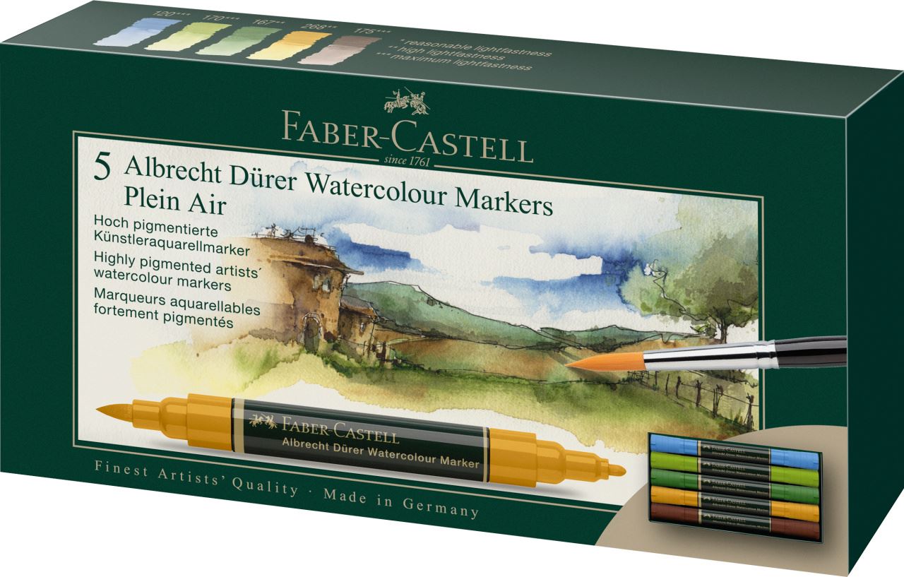 Faber-Castell - Albrecht Dürer Watercolour Marker, 5er Etui, Plein Air